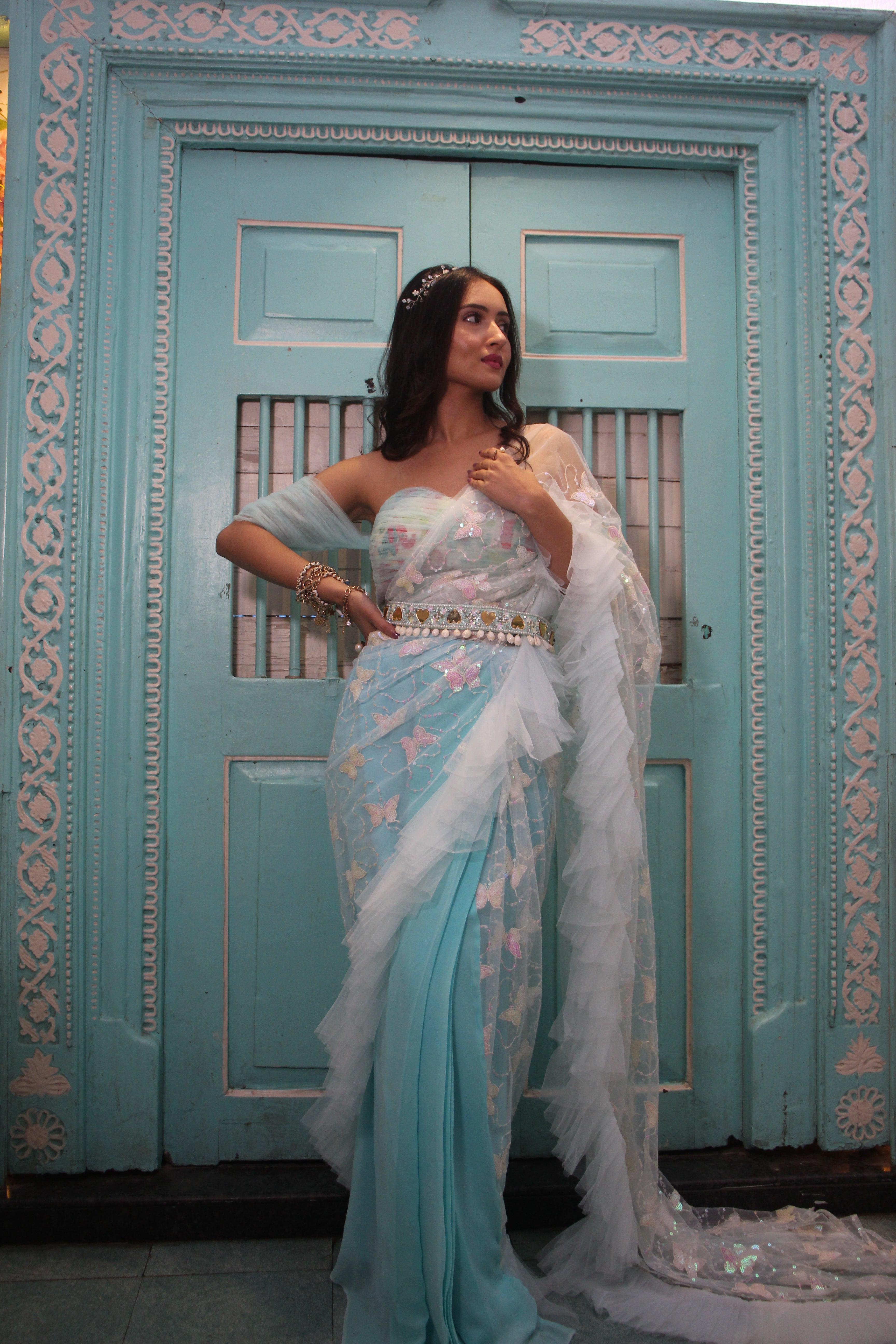 Designer Ruffle Saree